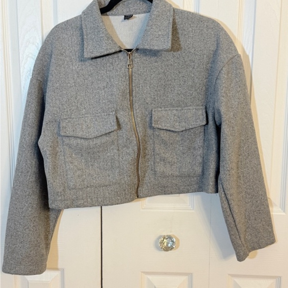 SHEIN Heather Gray Utility Jacket Size 8/10 CHIC! AB